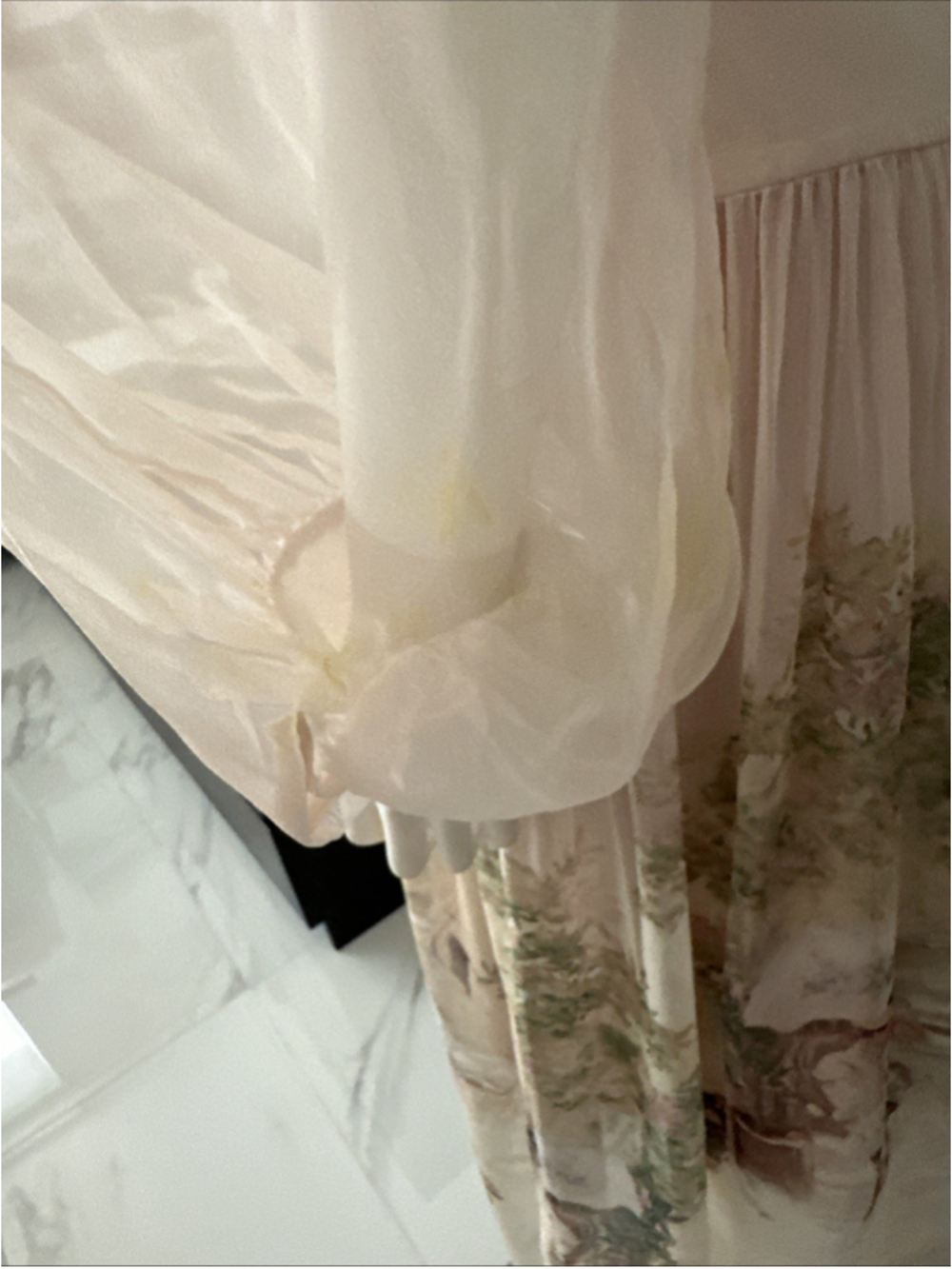 Zimmermann Belted Floral Print Chiffon Maxi Dress Powder Size 2 - Picture 9 of 16